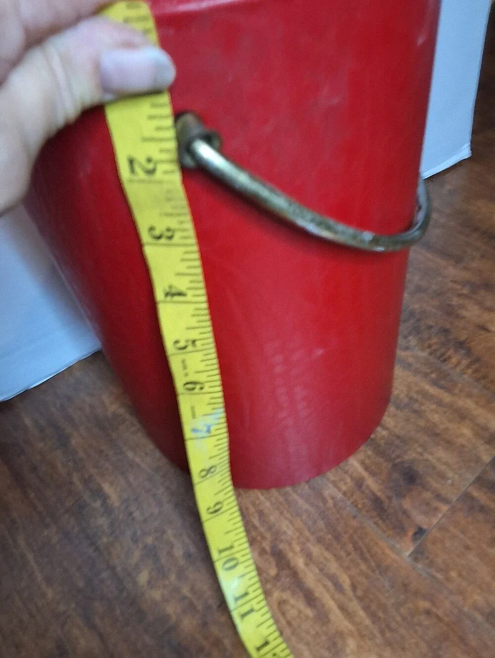 Vintage Georges Briard Red Vinyl Ice Bucket Gold Tone Handle Mid Century Barware